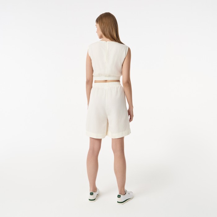 женские шорты  из смеси льна от бренда lacoste вид слева