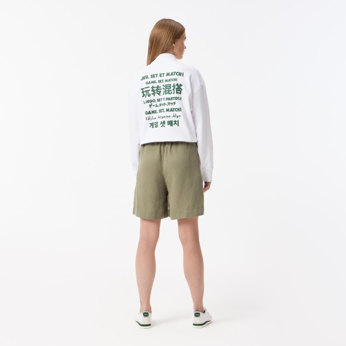 женские шорты  из смеси льна от бренда lacoste вид слева