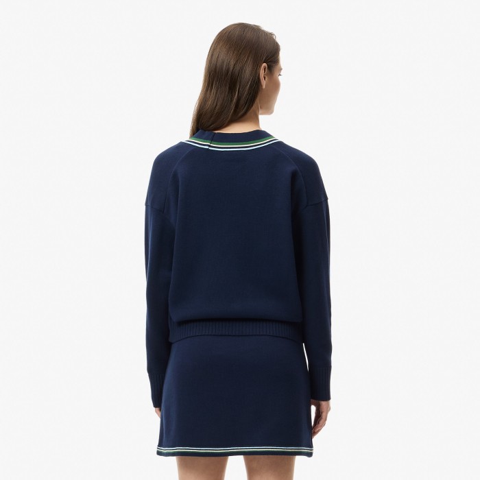 женский вязаный кардиган  классического кроя от бренда lacoste вид слева