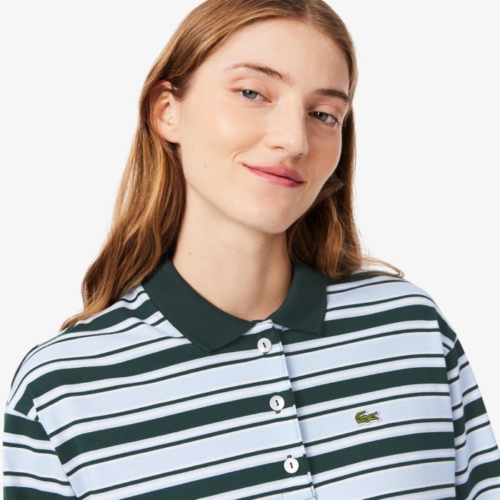 женское хлопковое поло  от бренда lacoste вид слева
