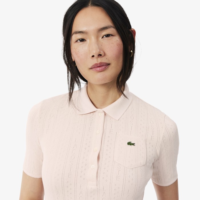 женское хлопковое поло  от бренда lacoste вид слева