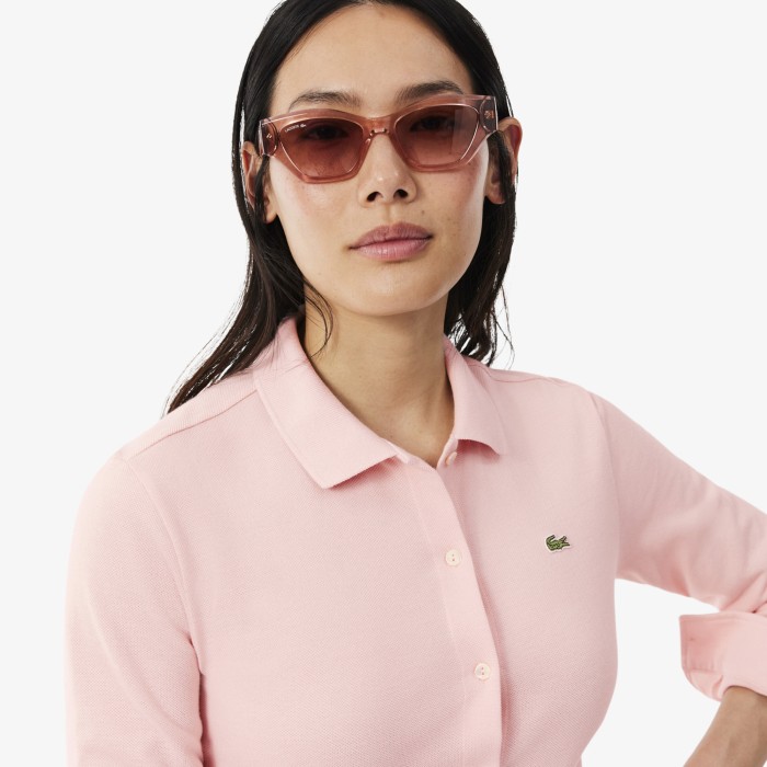 женское платье-рубашка миди  от бренда lacoste вид слева
