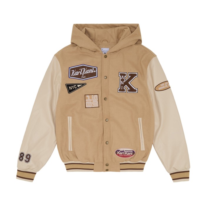 бомбер kk retro patch hooded block college jacket KKKM2330232R00 фотография