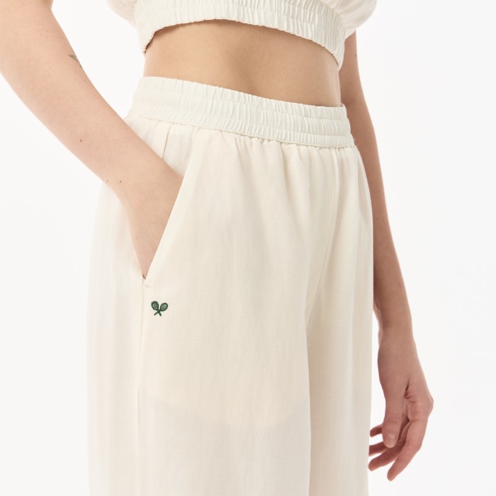 брюки женские брюки lacoste свободного кроя из смеси льна - качественный продукт вид сбоку