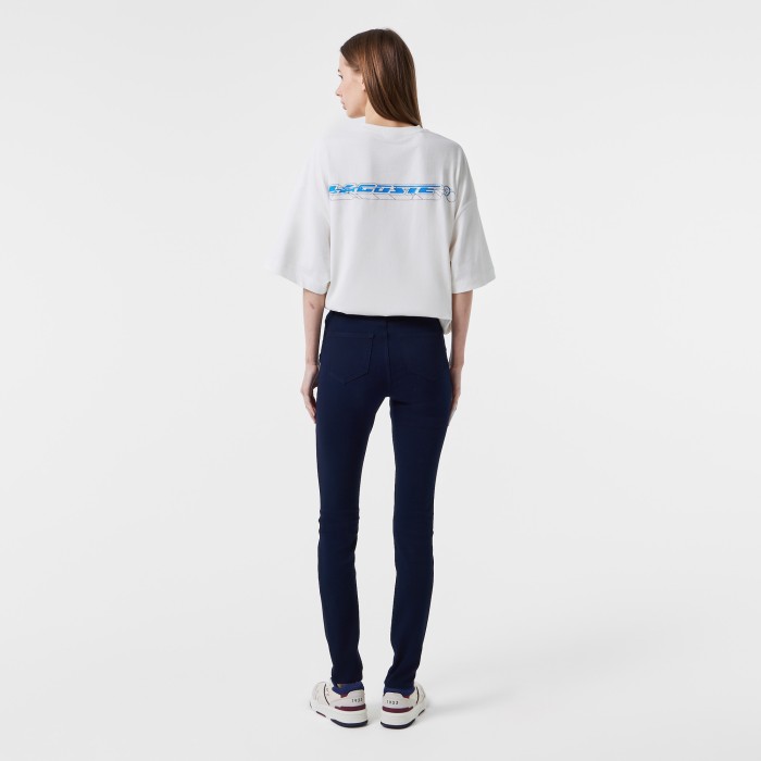 джинсы женские джинсы с высокой талией lacoste облегающего кроя от бренда lacoste вид слева