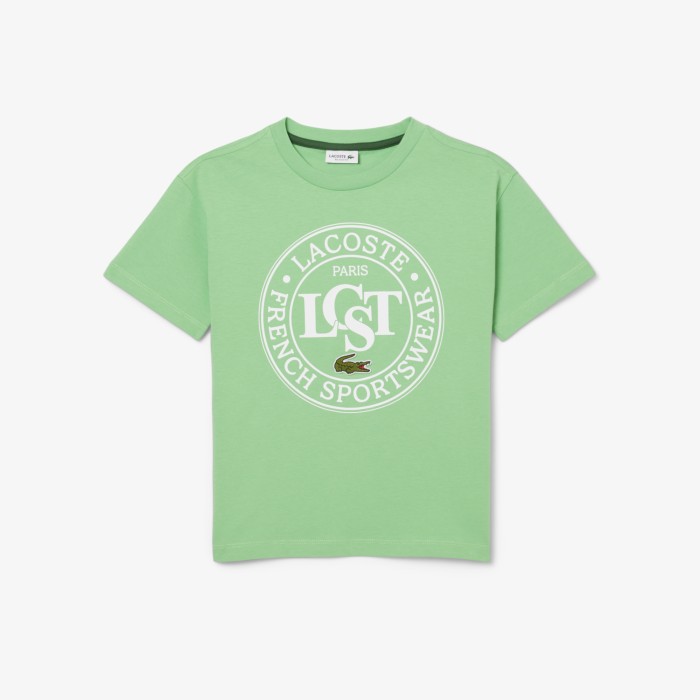 футболка детская футболка lacoste из хлопка с принтом - качественный продукт вид сбоку