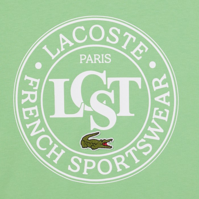 футболка детская футболка lacoste из хлопка с принтом из хлопка спереди