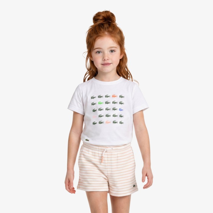 футболка детская хлопковая футболка lacoste TJ6943W8L фотография