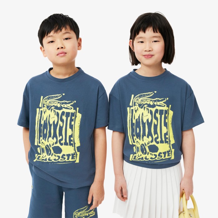 футболка детская хлопковая футболка lacoste TJ8465C7Z фотография