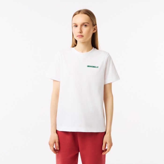 футболка женская хлопковая футболка lacoste do you speak TF7267P001 фотография