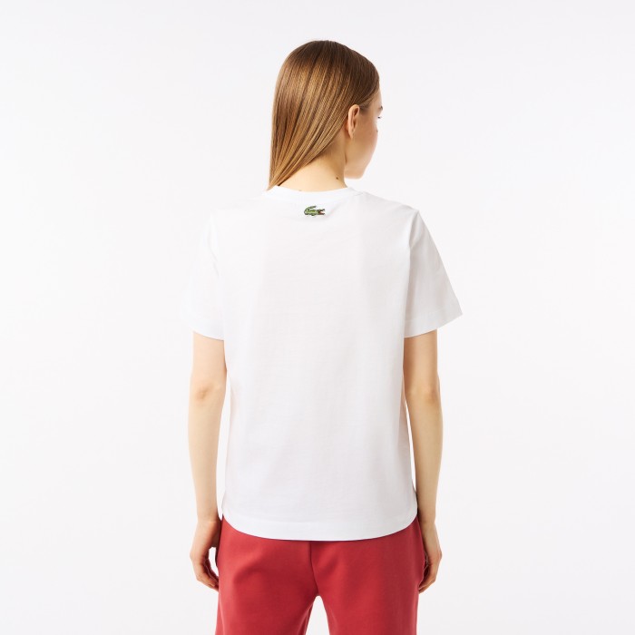 футболка женская хлопковая футболка lacoste do you speak от бренда lacoste вид слева