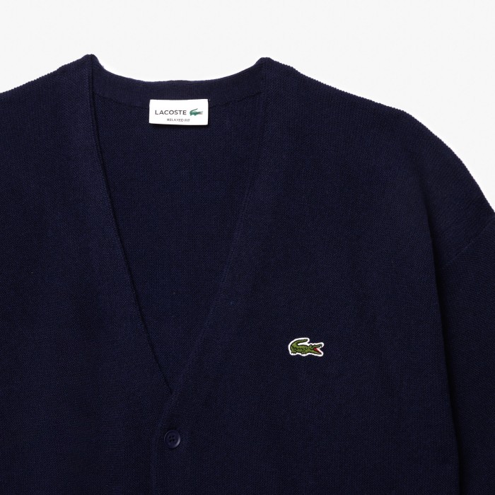 кардиган мужской шерстяной кардиган lacoste свободного кроя универсального стиля с лицевой стороны
