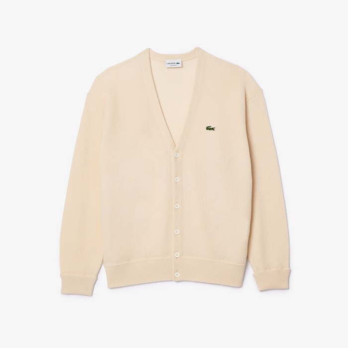 кардиган мужской шерстяной кардиган lacoste свободного кроя - качественный продукт вид сбоку