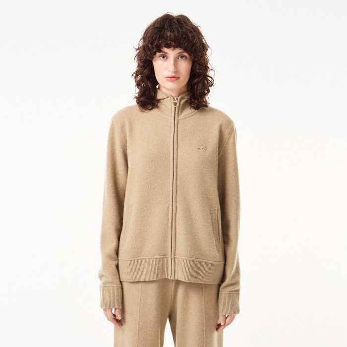кардиган женский шерстяной свитер-толстовка lacoste на молнии с капюшоном AF2508R02S фотография
