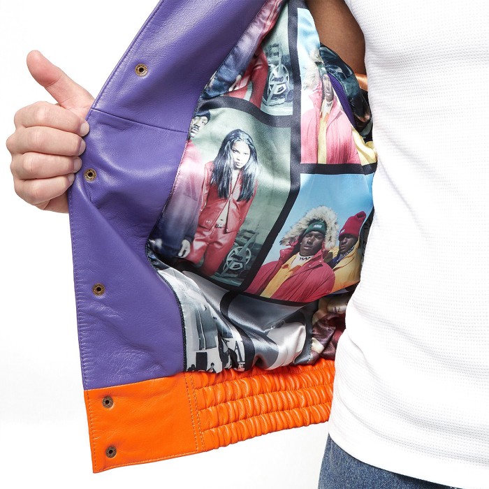 куртка metal plate block leather college jacket по цене 33146 руб вид справа