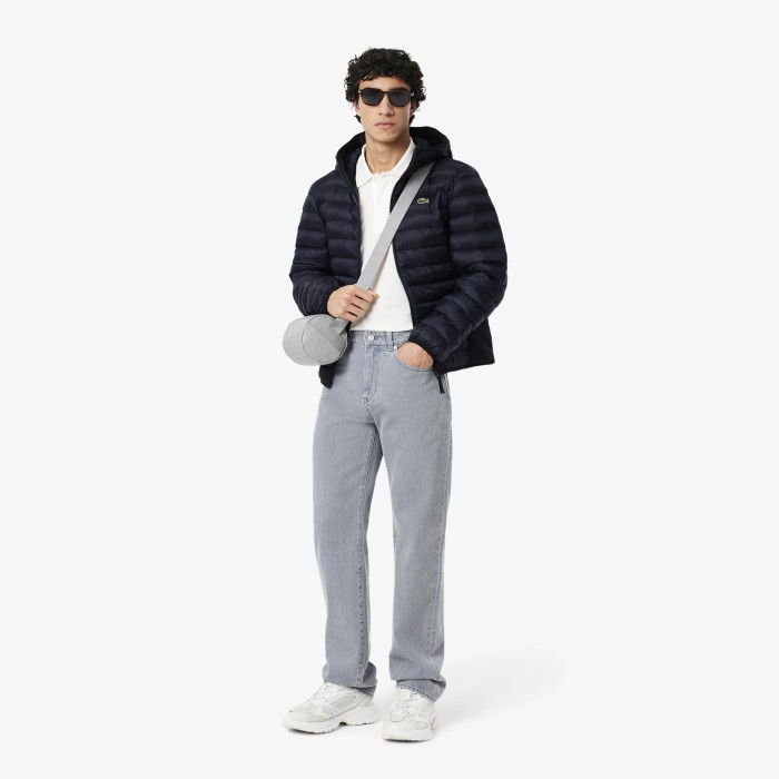 куртка мужская стеганная куртка lacoste с капюшоном вид сзади