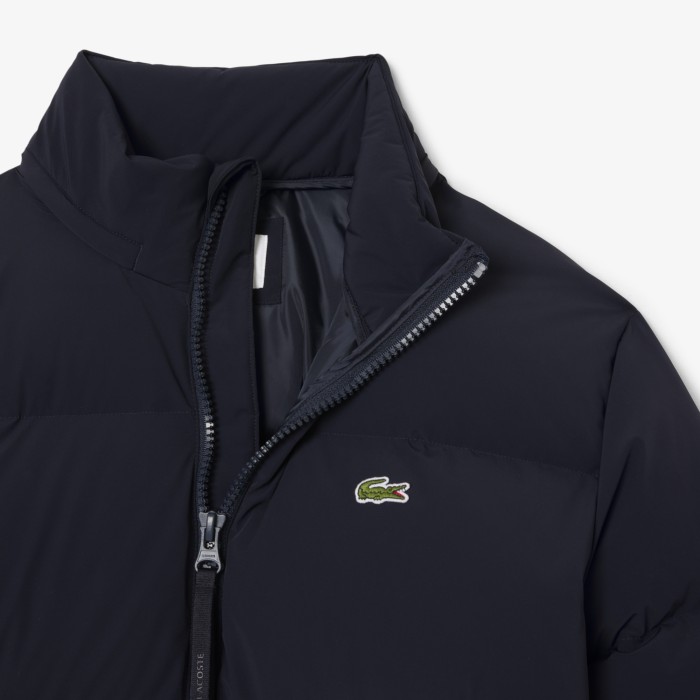 куртка водоотталкивающая пуховая куртка lacoste с капюшоном - качественный продукт вид сбоку