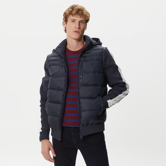 пальто мужской утепленный жилет lacoste с капюшоном BH241313L фотография
