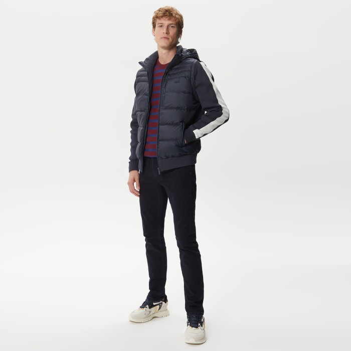 пальто мужской утепленный жилет lacoste с капюшоном от бренда lacoste вид слева