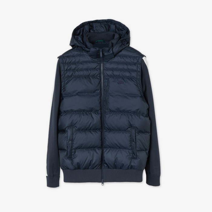 пальто мужской утепленный жилет lacoste с капюшоном из проверенных материалов спереди