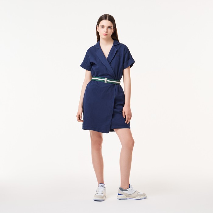платье легкое платье lacoste с поясом - качественный продукт вид сбоку