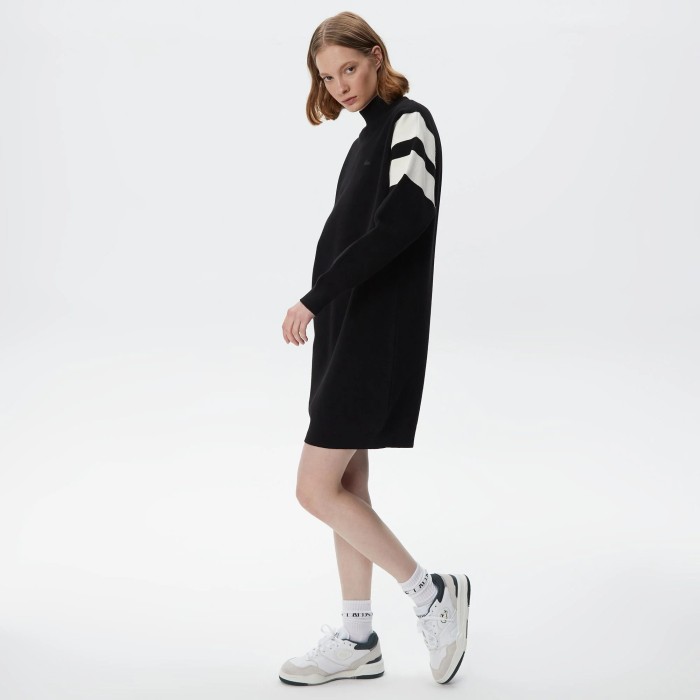 платье женское платье lacoste свободного кроя с длинными рукавами - качественный продукт вид сбоку
