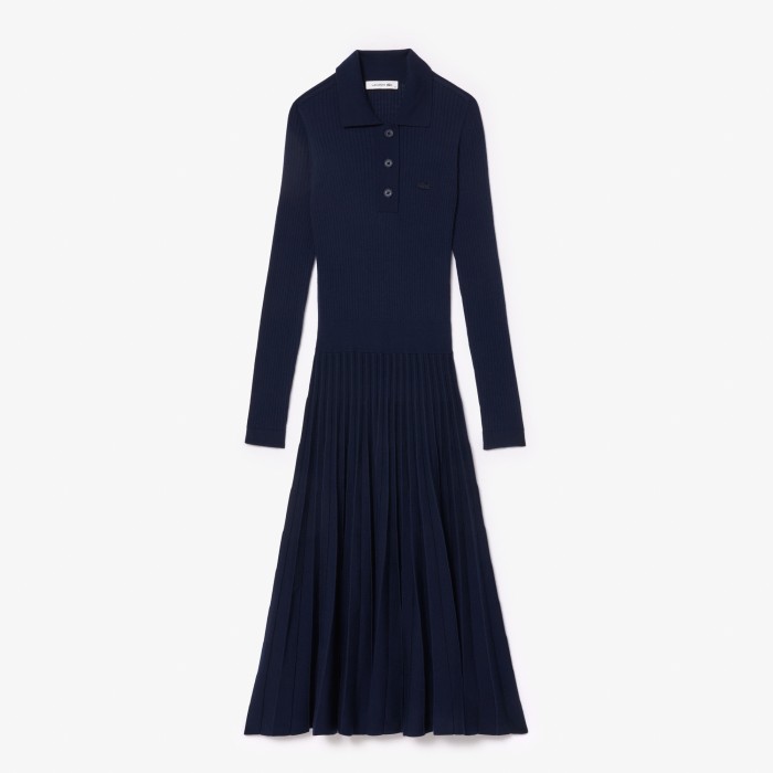 платье женское шерстяное платье lacoste с длинными рукавами - качественный продукт вид сбоку