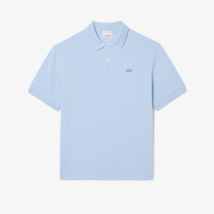 поло мужская рубашка-поло lacoste свободного кроя из плотного хлопка - качественный продукт вид сбоку