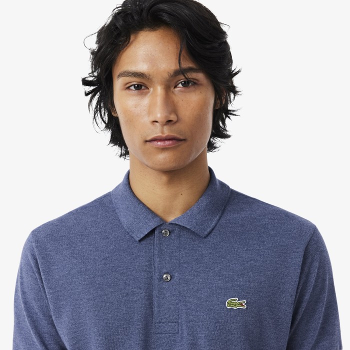 поло мужское поло l.12.12 из меланжевой ткани от бренда lacoste вид слева