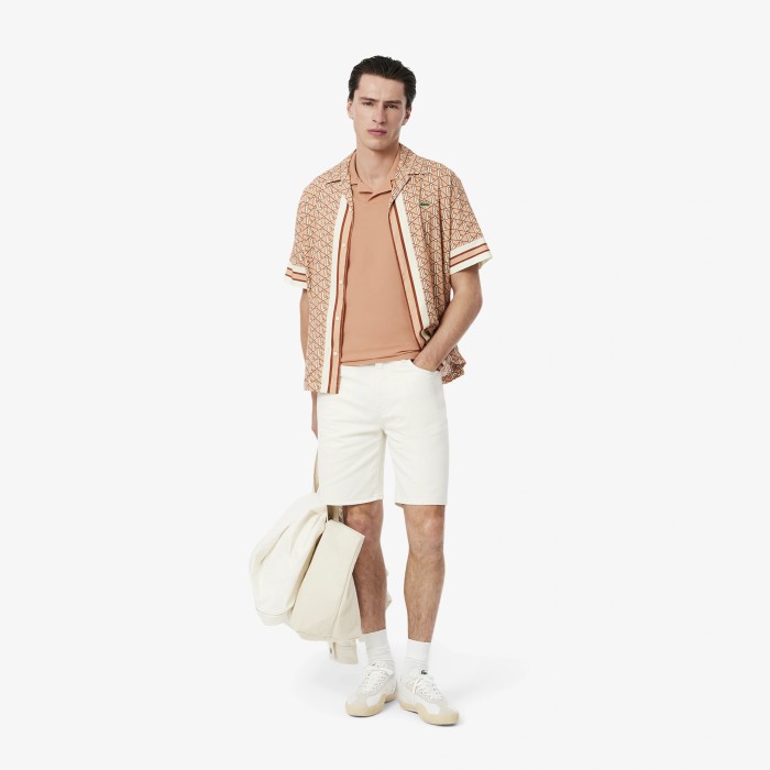поло мужское поло lacoste из эластичного органического хлопка из кожи спереди