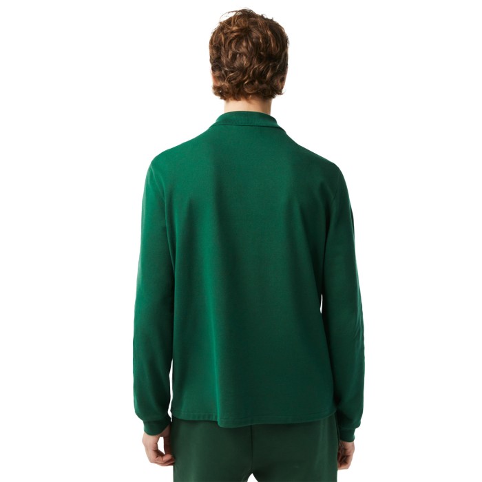 поло мужское поло lacoste l.12.21 классического кроя с длинным рукавом от бренда lacoste вид слева