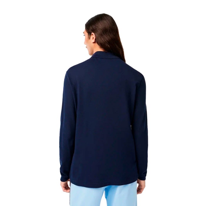 поло мужское поло lacoste l.12.21 классического кроя с длинным рукавом от бренда lacoste вид слева