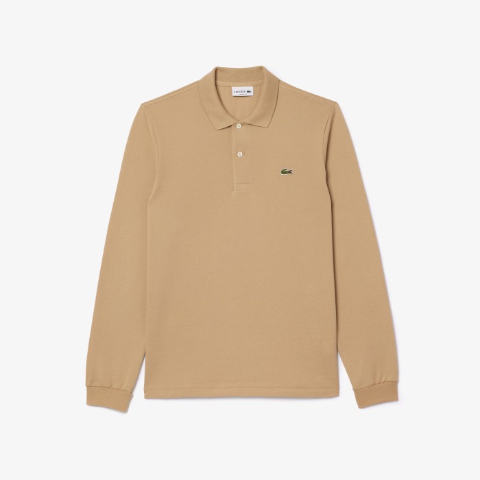 поло мужское поло lacoste l.12.21 классического кроя с длинным рукавом - качественный продукт вид сбоку
