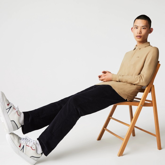поло мужское поло lacoste с длинными рукавами из франции вид сбоку