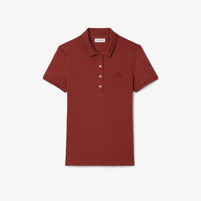 поло женское поло lacoste приталенного кроя из эластичного хлопка - качественный продукт вид сбоку