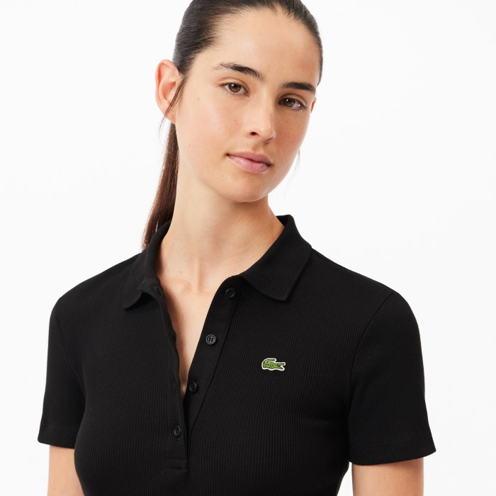 поло женское поло lacoste приталенного кроя из органического хлопка - качественный продукт вид сбоку