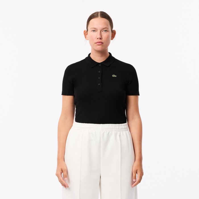 поло женское поло lacoste приталенного кроя из органического хлопка повседневного стиля с лицевой стороны