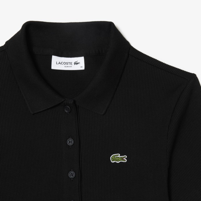 поло женское поло lacoste приталенного кроя из органического хлопка вид слева