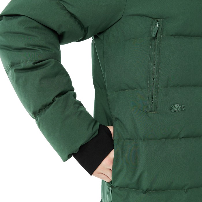 пуховик мужская утепленная куртка lacoste с капюшоном - качественный продукт вид сбоку