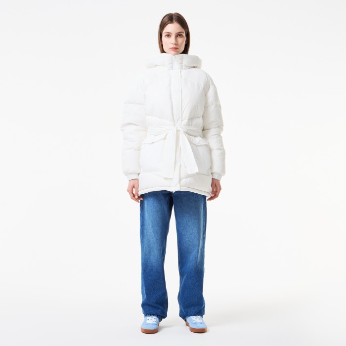пуховик женский короткий пуховик lacoste с поясом и высоким воротом BF2518001 фотография