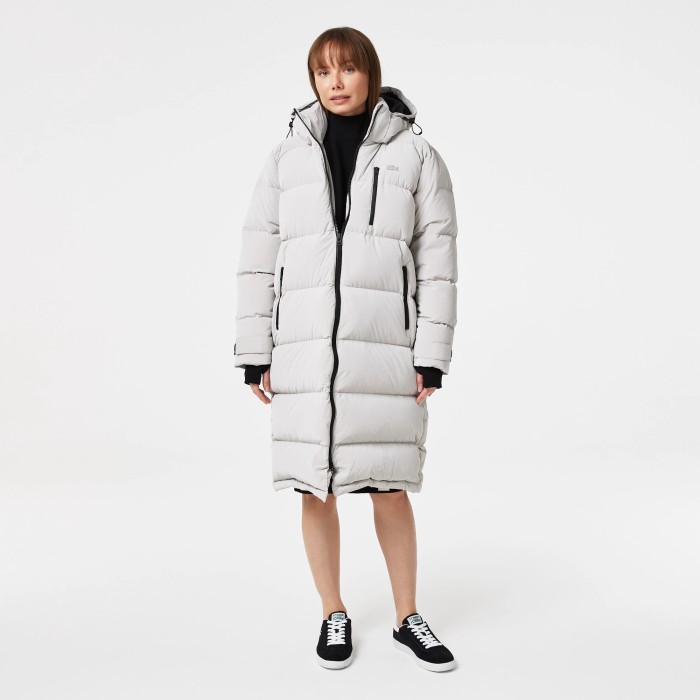 пуховик женское стеганая куртка-пуховик lacoste с капюшоном из проверенных материалов спереди