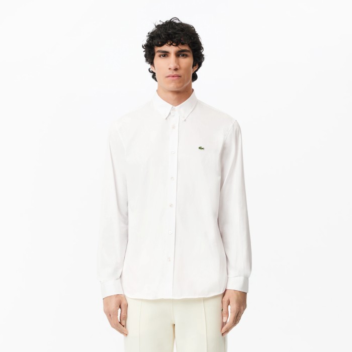 рубашка мужская хлопковая рубашка lacoste для взрослого возраста с изнаночной стороны