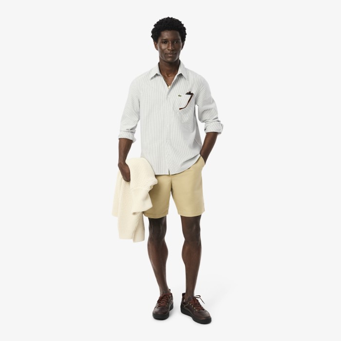 рубашка мужская хлопковая рубашка lacoste из проверенных материалов спереди