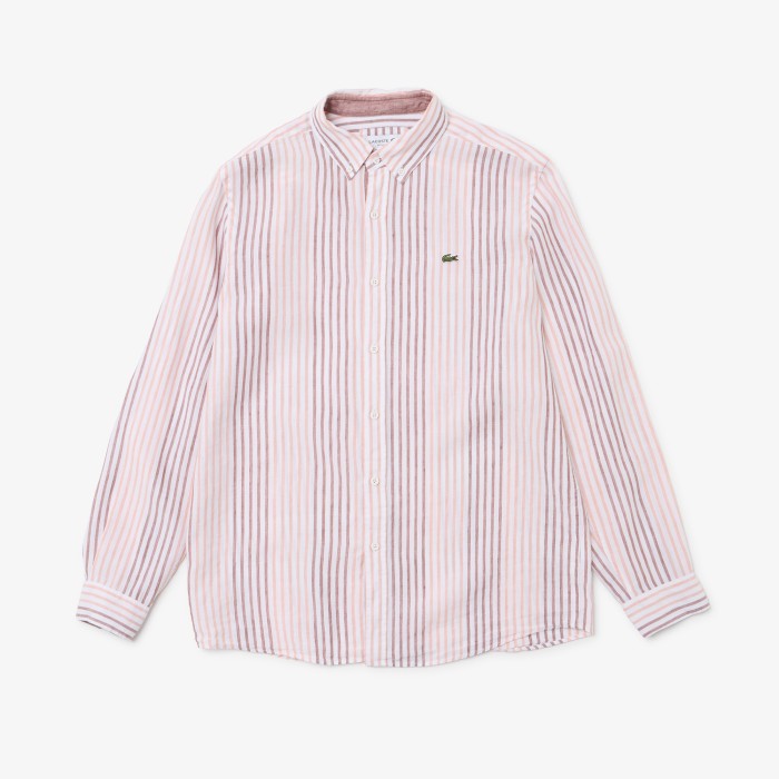 рубашка мужская рубашка lacoste из льна - качественный продукт вид сбоку