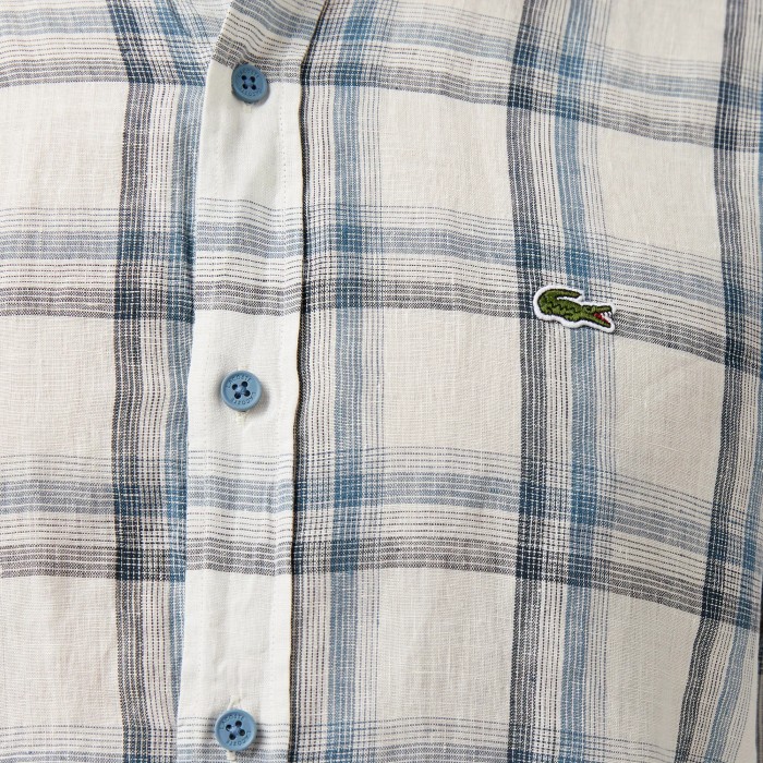рубашка мужская рубашка lacoste из льна - качественный продукт вид сбоку