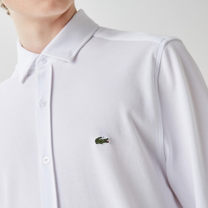 рубашка мужская рубашка lacoste приталенного кроя - качественный продукт вид сбоку