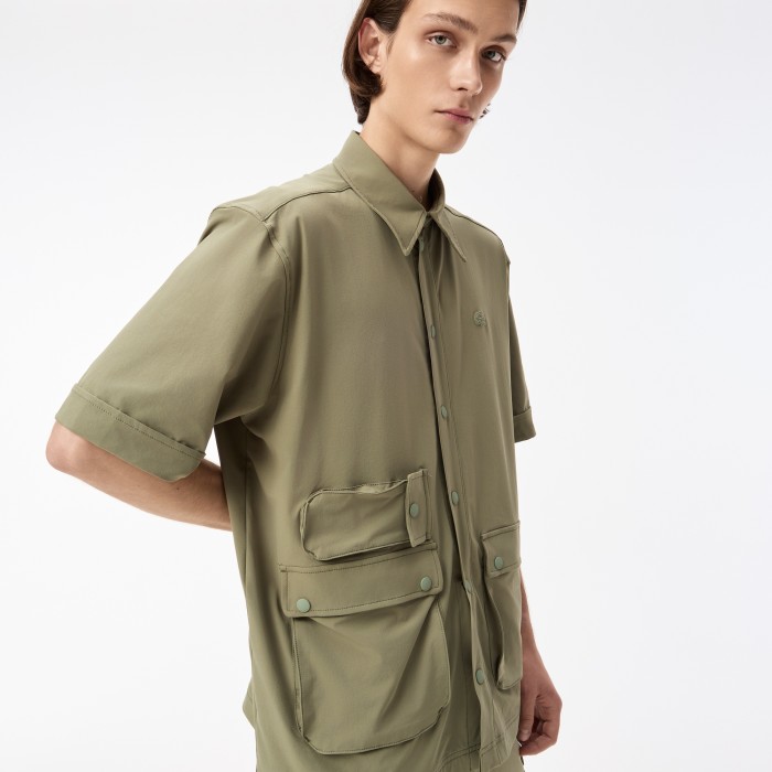 рубашка мужская рубашка lacoste с коротким рукавом и тремя карманами по цене 12490 руб вид справа