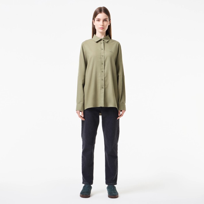рубашка женская хлопковая рубашка lacoste свободного кроя из проверенных материалов спереди