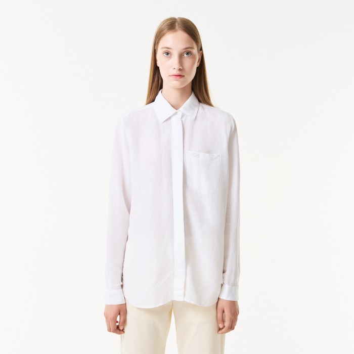рубашка женская легкая рубашка lacoste из льна CF0412001 фотография