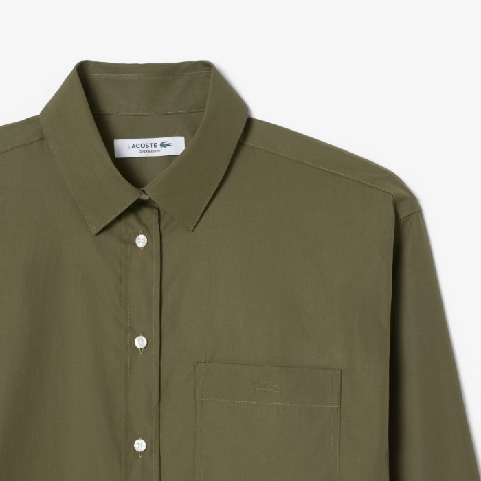 рубашка женская рубашка lacoste из хлопка - качественный продукт вид сбоку
